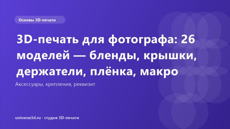 3D-печать для фотографа: 26 моделей — бленды, крышки, держатели, плёнка, макро