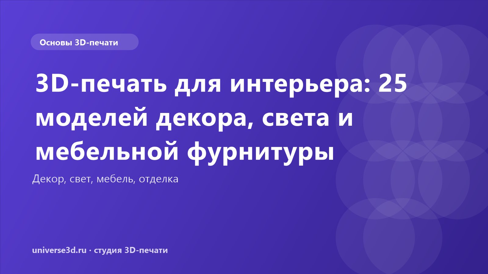 3D-печать для интерьера: 25 моделей декора, света и мебельной фурнитуры