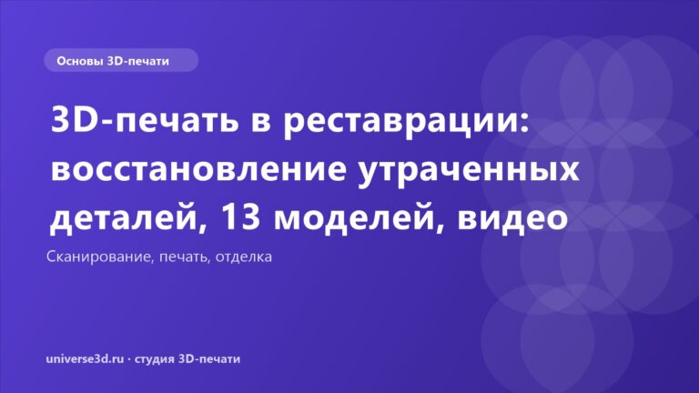 3D-печать в реставрации: восстановление утраченных деталей, 13 моделей, видео