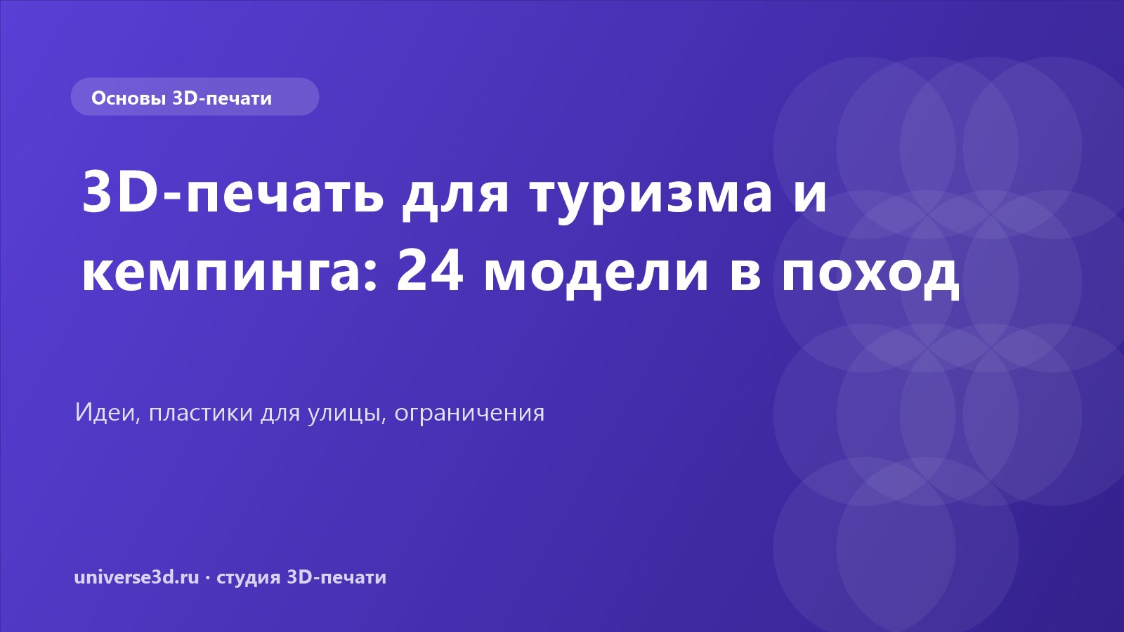 3D-печать для туризма и кемпинга: 24 модели в поход