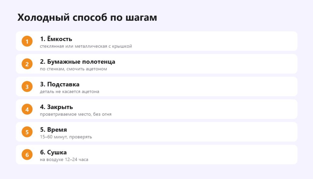 Ацетоновая баня: холодный способ по шагам