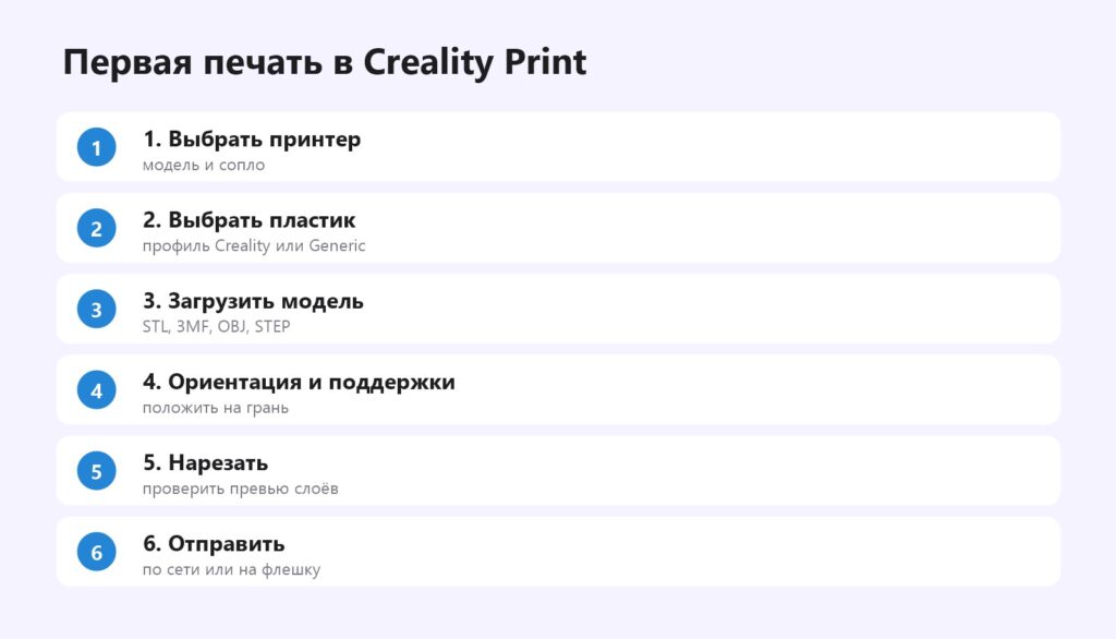 Первая печать в Creality Print