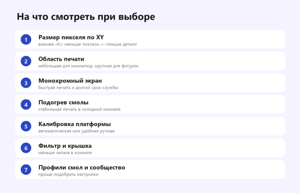 Как выбрать фотополимерный 3D-принтер: размер пикселя, область печати, экран, подогрев, калибровка, фильтр
