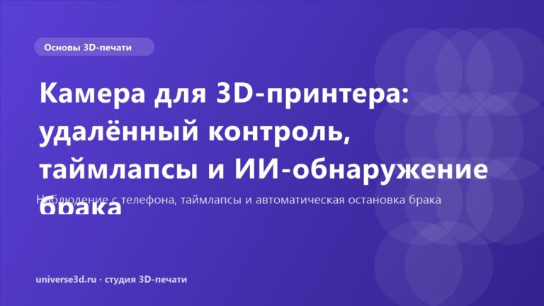 Камера для 3D-принтера: удалённый контроль, таймлапсы и ИИ-обнаружение брака