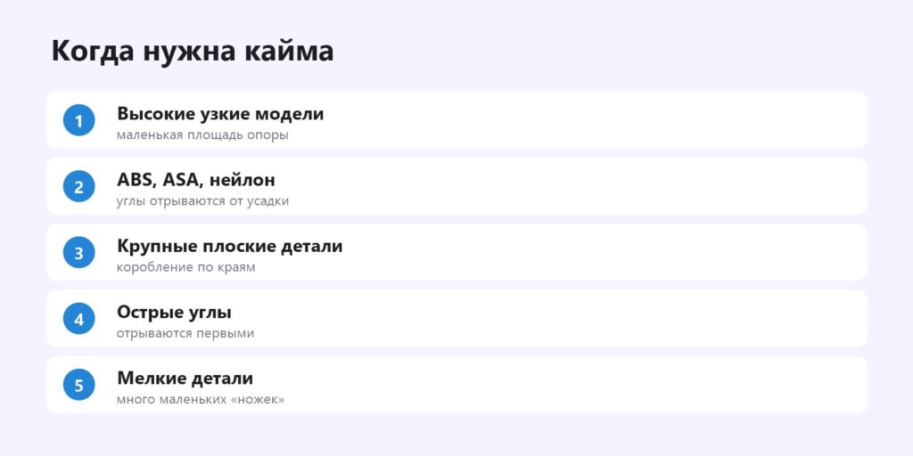 Когда нужна кайма в 3D-печати
