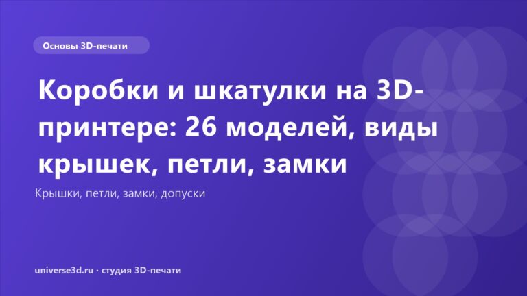 Коробки и шкатулки на 3D-принтере: 26 моделей, виды крышек, петли, замки