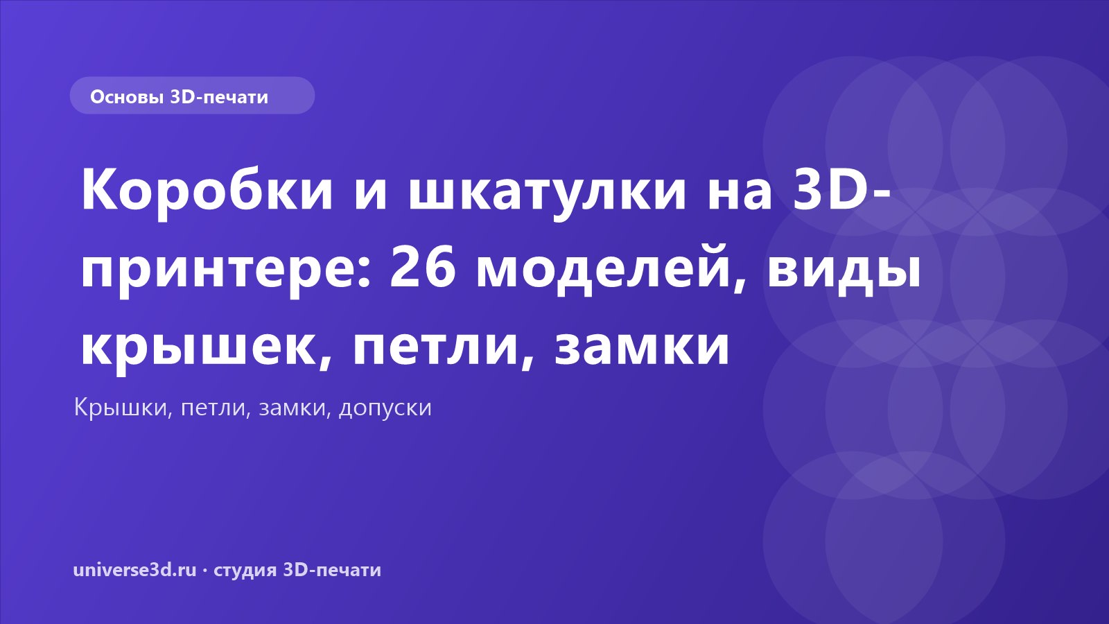 Коробки и шкатулки на 3D-принтере: 26 моделей, виды крышек, петли, замки