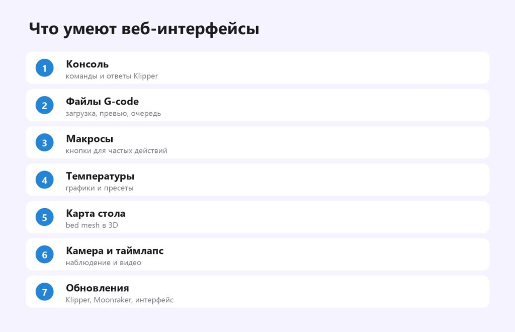 Возможности Mainsail и Fluidd