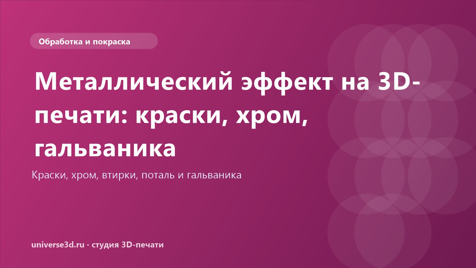 Металлический эффект на 3D-печати: краски, хром, гальваника