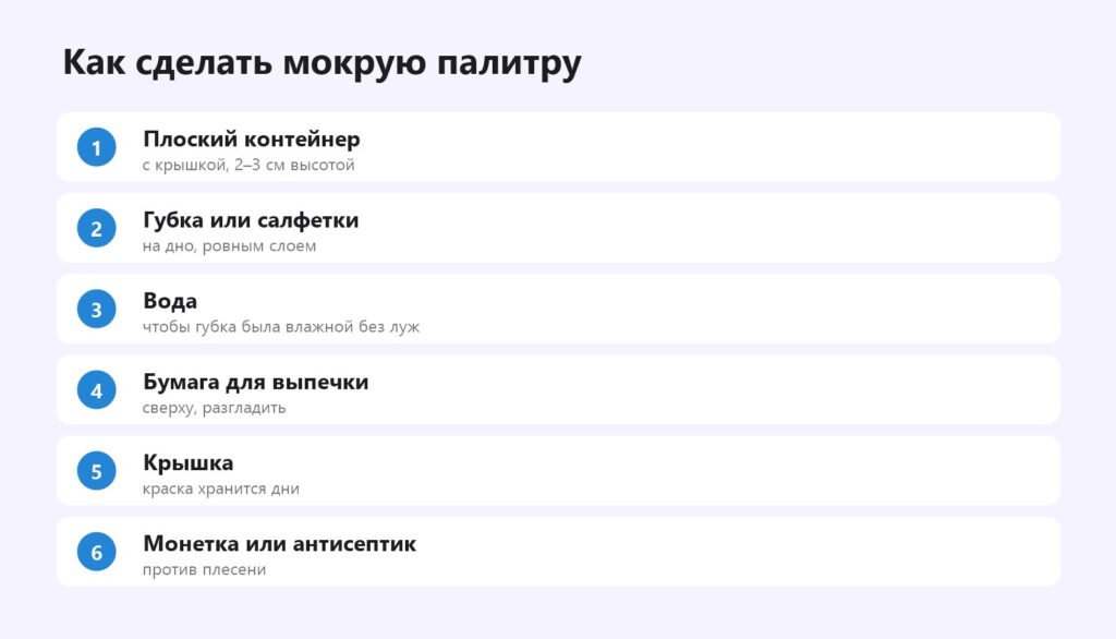 Как сделать мокрую палитру своими руками
