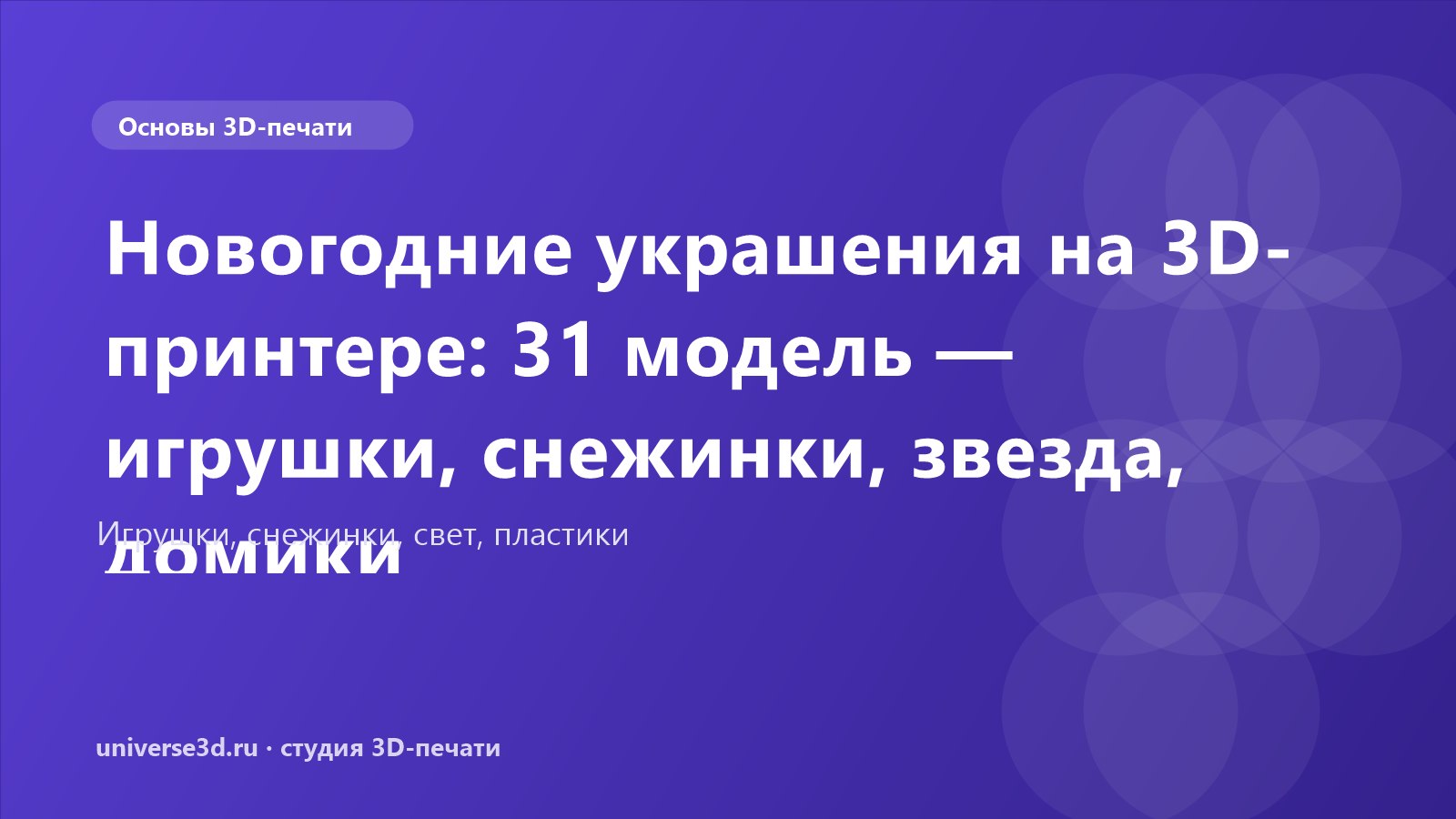 Новогодние украшения на 3D-принтере: 31 модель — игрушки, снежинки, звезда, домики