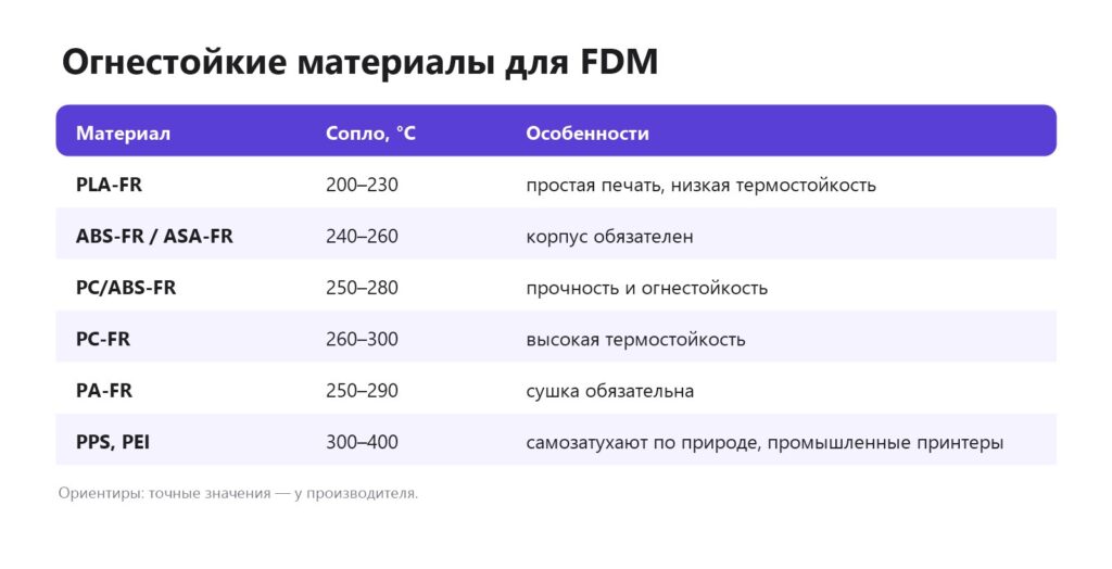 Огнестойкие пластики для FDM-печати