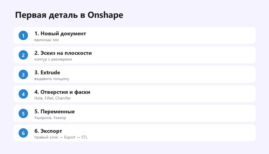 Первая деталь в Onshape