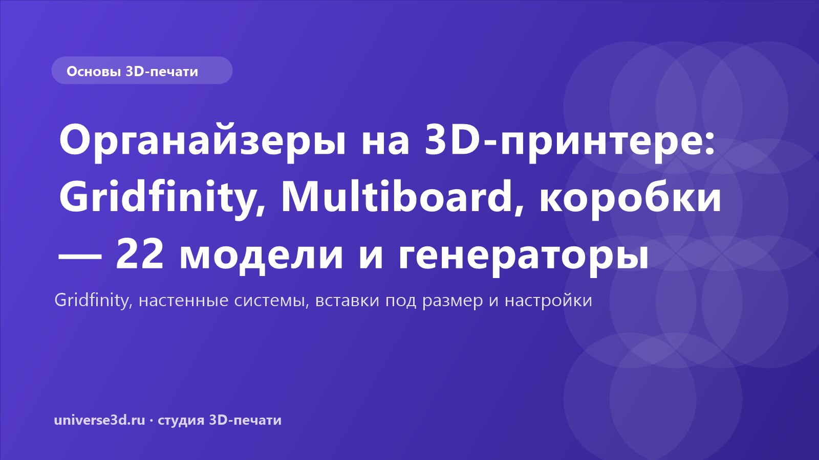 Органайзеры на 3D-принтере: Gridfinity, Multiboard, коробки — 22 модели и генераторы