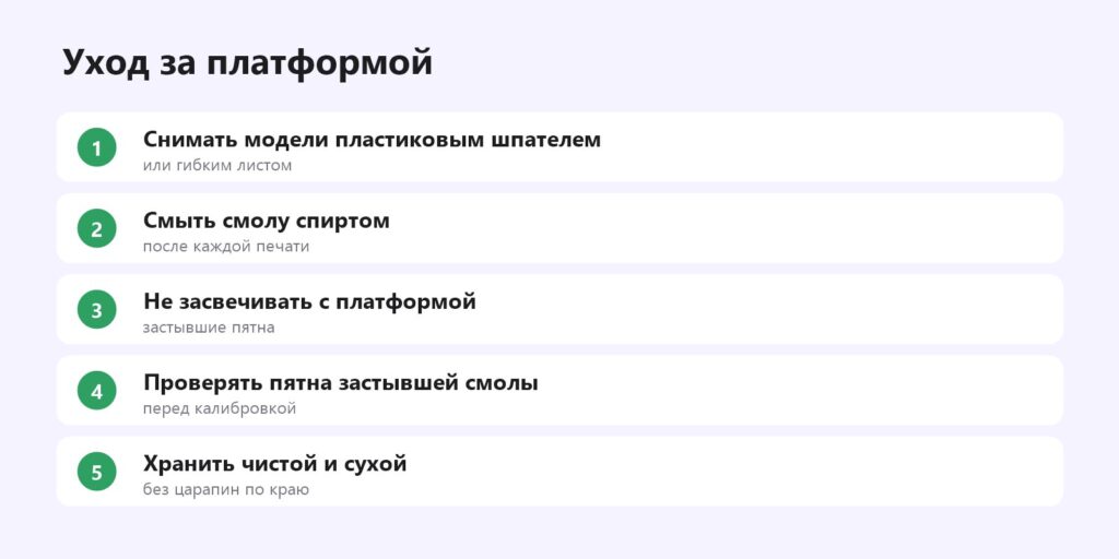 Уход за платформой фотополимерного принтера