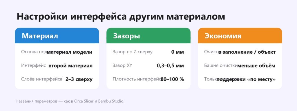 Настройки интерфейса поддержек из другого материала