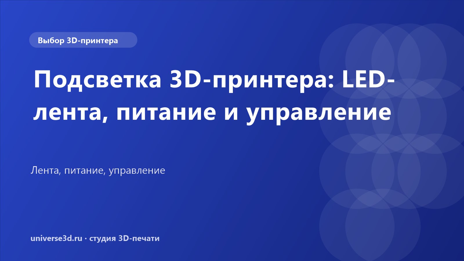 Подсветка 3D-принтера: LED-лента, питание и управление