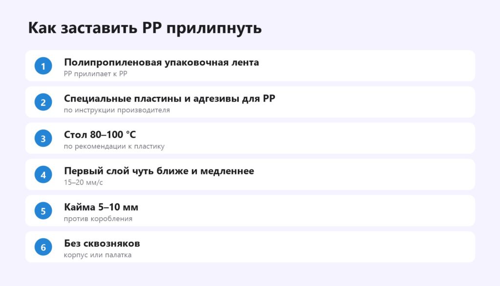 Как заставить полипропилен прилипнуть к столу 3D-принтера