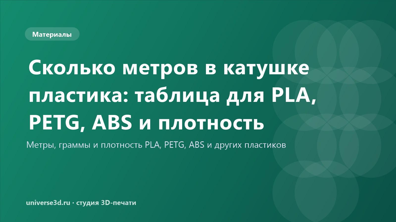 Сколько метров в катушке пластика: таблица для PLA, PETG, ABS и плотность