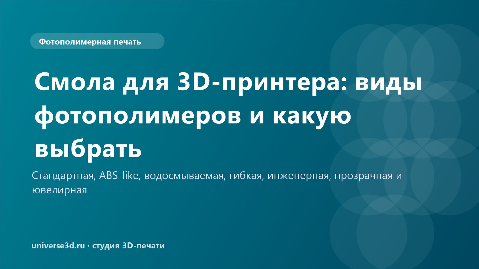 Смола для 3D-принтера: виды фотополимеров и какую выбрать