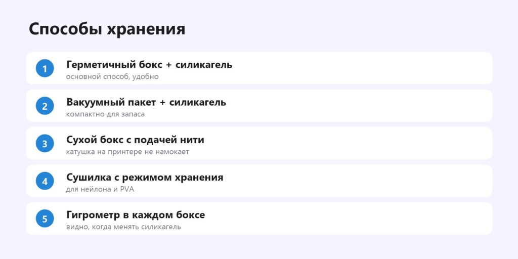 Способы хранения пластика для 3D-принтера