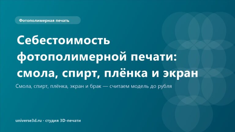 Себестоимость фотополимерной печати: смола, спирт, плёнка и экран