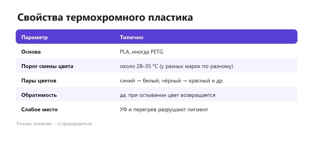 Свойства термохромного пластика