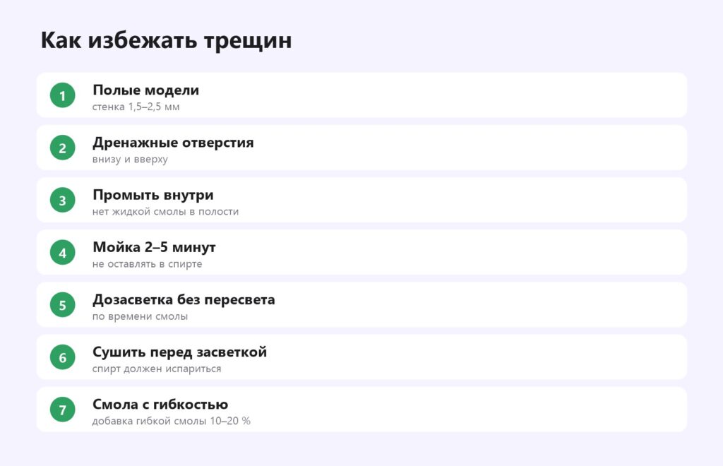 Как избежать трещин в моделях из смолы