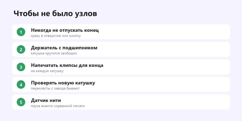 Как не допустить узлов на катушке пластика